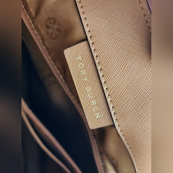 Tory Burch Emerson Canvas Leather Tote Caramel Brown Large Bag - Picture 4 of 15